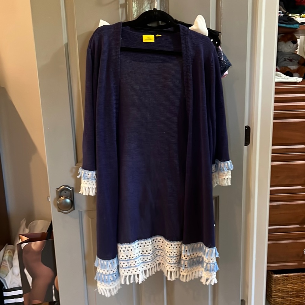 Roller rabbit blue cardigan